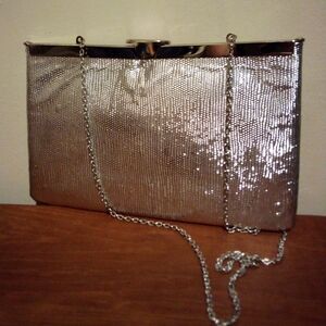 Vintage Etra Handbag Clutch Purse Shimmery Silver